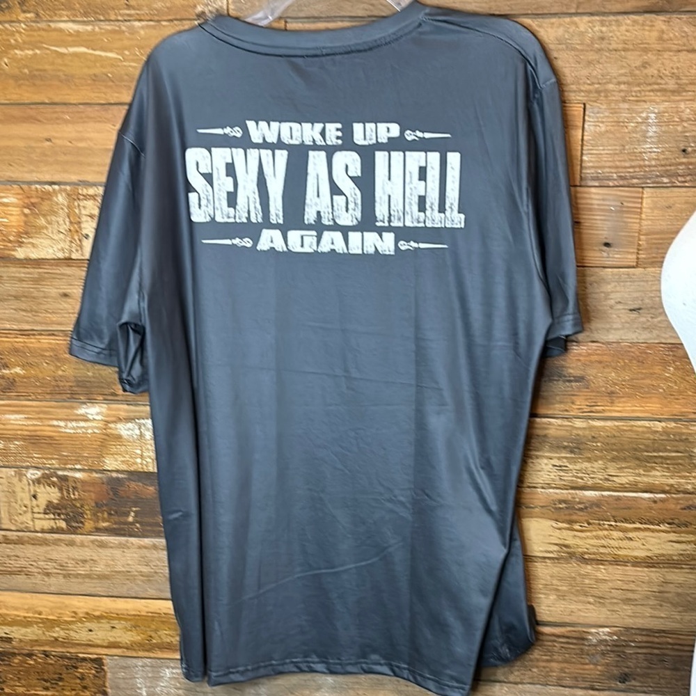 Graphic Tee in Charcoal Gray - Sexy as Hell - Picture 2 of 5